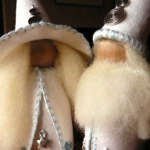 Large White Wizard and Witch Peg Doll Couple, Waldorf Wooden Peg Doll Pair, Handmade Miniature
