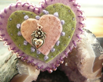 Heart Brooch, Milagors Brooch, Mother's Day Brooch, Made to Order Felt Waldorf Brooch