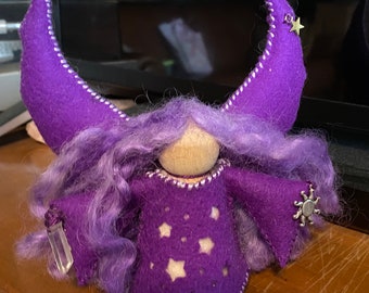 Purple Large Angel, Waldorf Inspired, Wool Felt Standing Angel