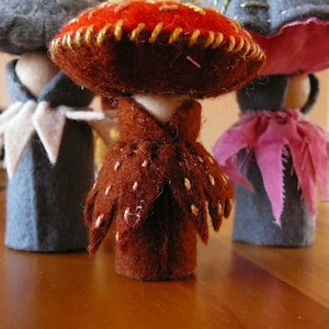 Felt Mushrooms, Waldorf Inspired, Peg Doll Fungi, Nature Table Mushrooms,  Pair of  Handmade Mushrooms