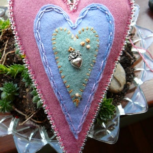 Felt Hanging Heart Waldorf Heart One of a Kind Heart Ornament Home Decoration Heart image 1