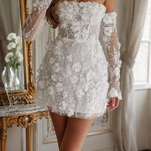 Beaded Short Reception Dress