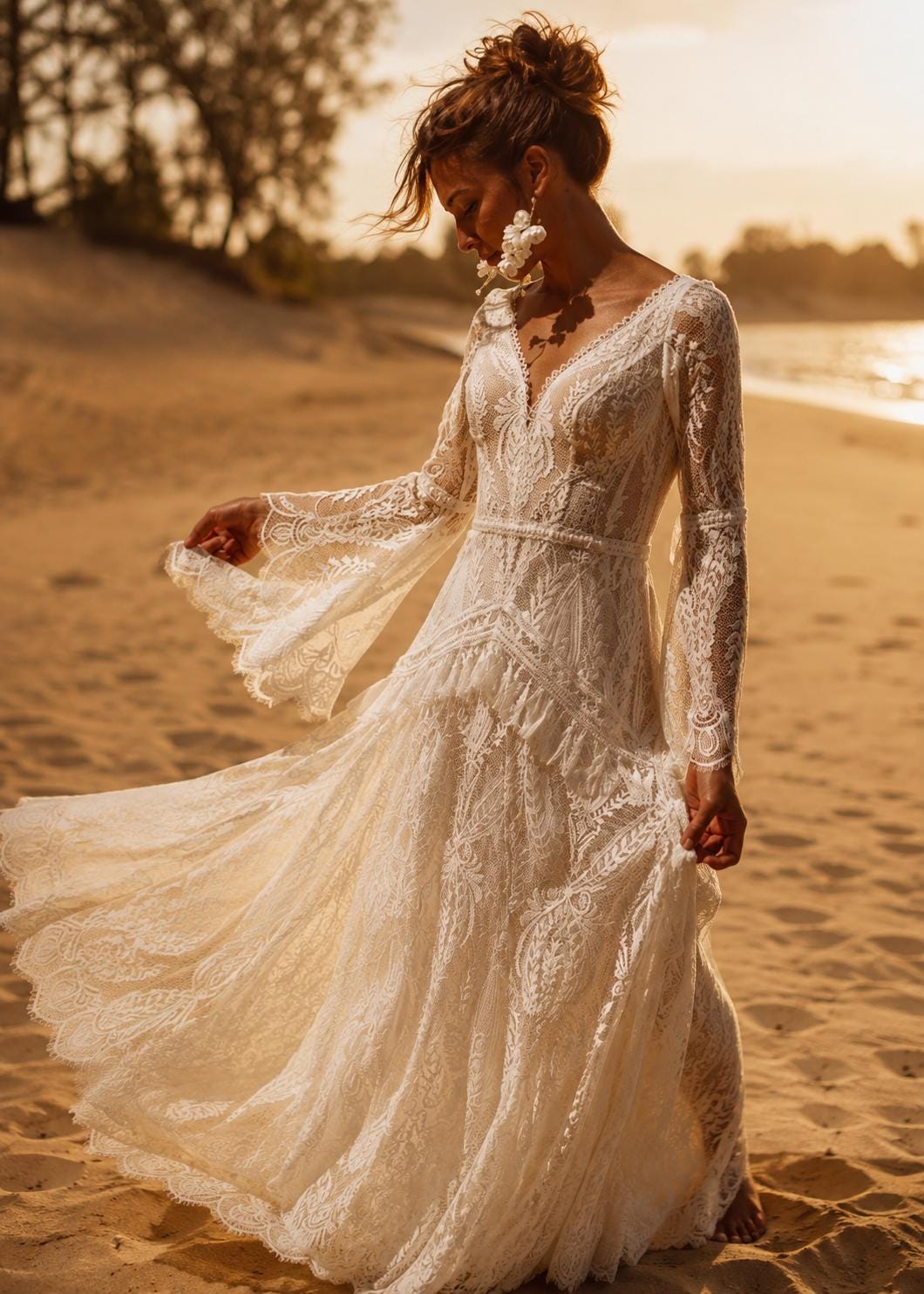 etsy bohemian wedding dress Two Piece Boho Lovely wedding dress made