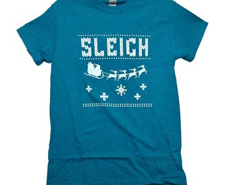 Hand Screen-printed Holiday Christmas T-Shirt • “Sleigh’” Winter Tee • Hand Screen Printed Shirt • Original Artwork • Holiday Gift