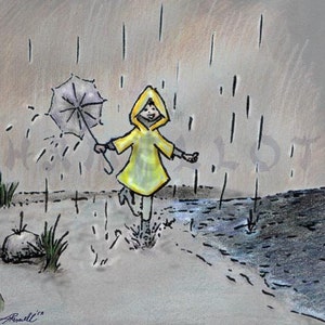 Rain Puddles Instant Digital Download drawing mixed media