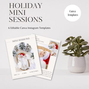 Christmas Mini Session Canva Template, Holiday Photographer Instagram Post Set of 6, Santa Marketing Board