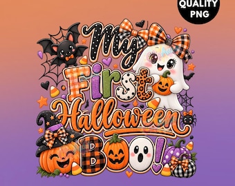 My First Halloween PNG, Baby's First Halloween, Cute Ghost Pumpkin PNG, First Halloween Shirt, Baby Halloween Sublimation