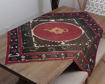 Suzani Bedspread Suzani FAST with FEDEX-12814 4.46' x 4.49' Suzani Wall Hanging Suzani Tapestry Suzani Throw Suzani Table Cover