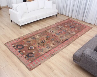 Kilim, kilim kaukaski, stary kilim dekoracyjny, 4,63 &#39;x 11,48&#39; ręcznie tkany kilim antyczny, kilim dekoracyjny w stylu vintage, szybka wysyłka 15668-2523