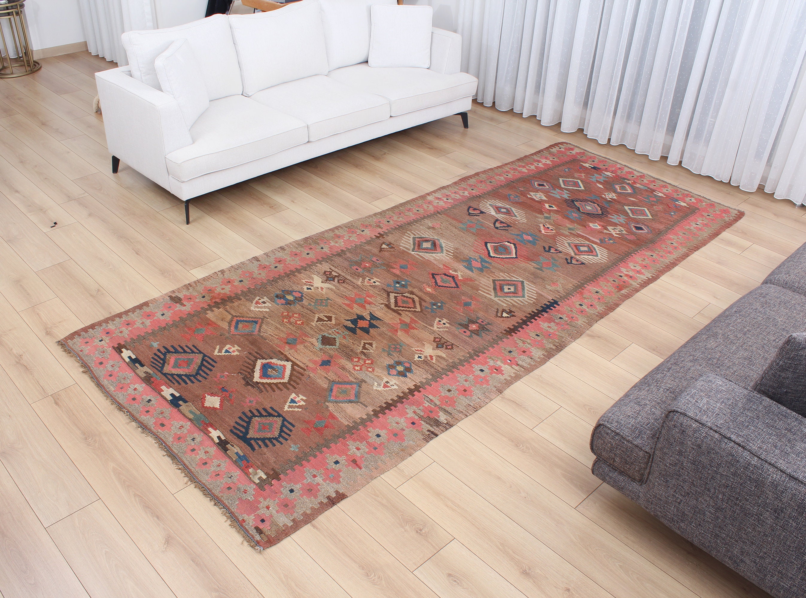 アンティークコーカサス キリム ヴィンテージ コーカサス キリム、197 x 320 cm、6'6 x 10'6 フィート