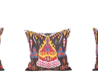 SET of 3 pcs, Ikat Pillow Cover, Silk and Cotton Pillow, 20.08"x20.08" Ikat Cushion, Uzbek Ikat Pillow, Ethnic Ikat, Fast Shipment 07868_03