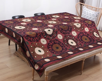 Suzani, Suzani Throw, Suzani Bedspread, 6.46' x 8.23' Suzani Wall Hanging, Suzani Tapestry, Uzbek Suzani Table Cover, FAST shipment 14760