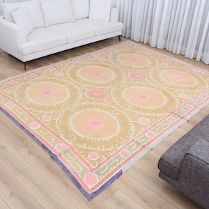 RESERVED, Suzani Throw, Suzani Bedspread, 7.71' x 10.56' Suzani Wall Hanging, Suzani Tapestry, Uzbek Suzani Table Cover, FAST shipment 15764