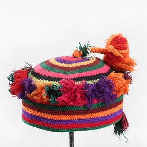 Knitted Hat, Vintage Hat, Handmade Head Wear, 3.54&quot; x 18.31&quot; Headgear, Tribal Hat, Village Hat, Head Dress, Ethnic Hat, FAST shipment 15098