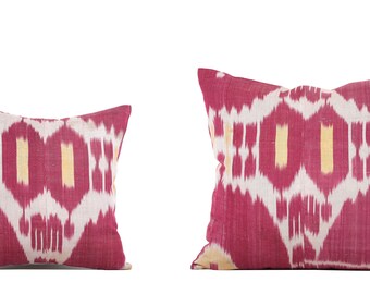 SET of 2 pcs, Old Ikat Pillow Cover, Ikat Pillow, 15.75" x 15.75" Uzbek Ikat Cushion, Throw Pillow, Ethnic Ikat Pillow, FAST shipment 09036