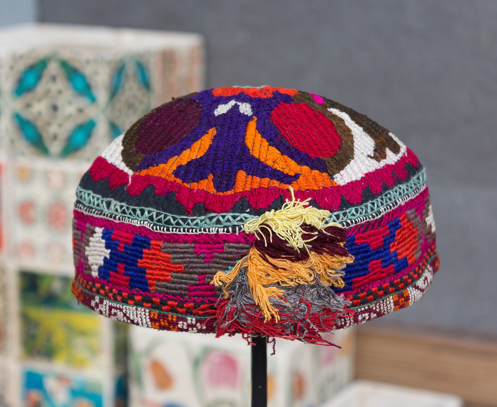 3.94 X 20.28 Hat Old Handmade Afghan Hat Tribal Etsy