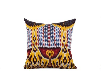 Set of 3 pcs Ikat Pillow Cover Silk and Cotton Pillow 23.43" x 23.82" Ikat Cushion Uzbek Ikat Ethnic Ikat Brand New Fast Shipment 08183_5