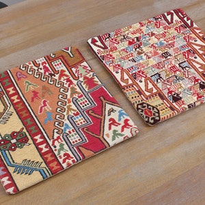 SET of 2 pcs, Kilim Sumak Pillow Cover, Vintage Kilim Pillow, 15.75&quot; x 15.75&quot; Kilim Cushion, Throw Pillow, Ethnic, FAST shipment - 13393