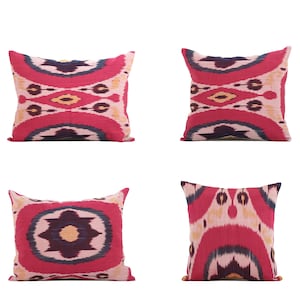 SET von 4 Stück, alten Ikat Kissenbezug, Ikat Kissen, 14,37 &quot;x 18,50&quot; Uzbek Ikat Kissen, Dekokissen, ethnisches Ikat-Kissen, SCHNELLER Versand 09038