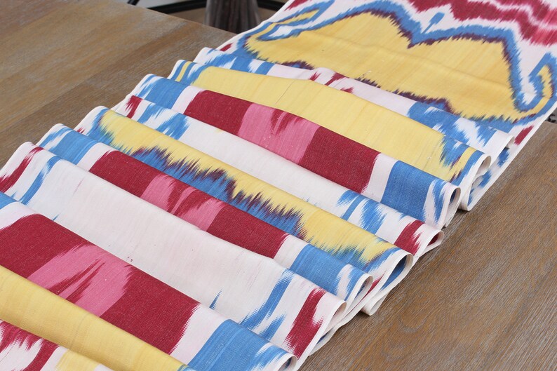 Ikat Fabric, 7.40 Meters Uzbek Ikat, Handwoven Silk and Cotton Fabric