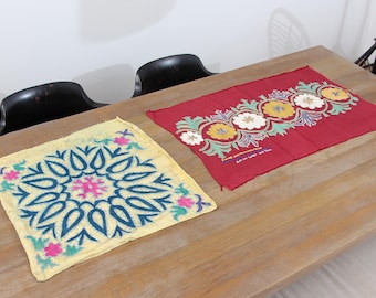 SET of 2 pcs, Suzani Bolster, Suzani Throw, 22.05"x22.44" Suzani Lumbar, Opened Up Suzani Pillow Cover, Suzani Cushion, Fast Shipment 16603