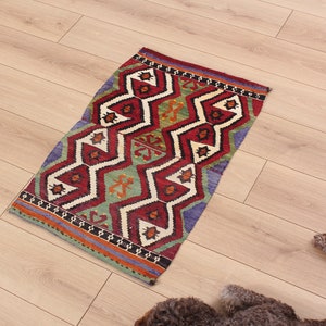 1.77&#39; x 2.82&#39; Kilim Yastik Turkish Vintage Kilim Yastik Handwoven Rugs Antique Kilim Decorative Wool Kilim FAST Shipment  with UPS - 11520