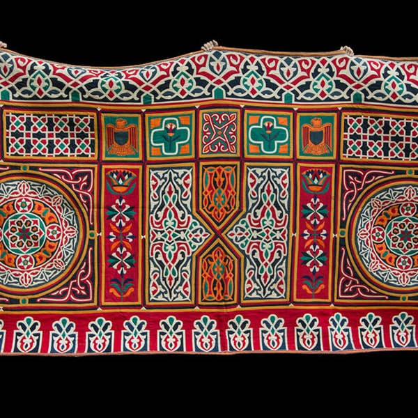 78 x 213 Vintage Handmade Applique Floor Covering Caie Covro Egypt Wall Hanging Tabler FAST SHIPMENT with ups -fabric-001