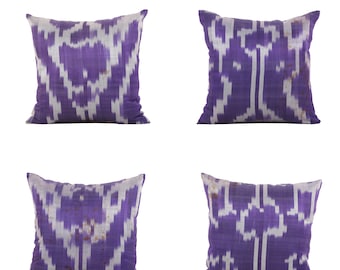 SET of 4 pcs, Old Ikat Pillow Cover, Ikat Pillow, 19.29" x 19.29" Uzbek Ikat Cushion, Throw Pillow, Ethnic Ikat Pillow, FAST shipment 09123