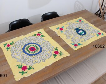 SET of 2 pcs, Suzani Bolster, Suzani Throw, 25.98"x26.38" Suzani Lumbar, Opened Up Suzani Pillow Cover, Suzani Cushion, Fast Shipment 16601