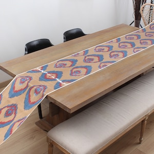 Ikat Fabric, 5.00 meters Uzbek Ikat, Handwoven Silk and Cotton Fabric, Table Runner, Hand Dyed, Tie Dyed Ikat Fabric, Fast Shipment 12431