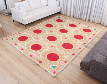 Suzani, Suzani Throw, Suzani Bedspread, 7.48' x 9.78' Suzani Wall Hanging, Suzani Tapestry, Home Gift, Table Cover, Fast shipment 15877