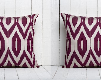 SET of 2 pcs Ikat Pillow Cover Silk and Cotton Pillow 20.08" x 20.08" Ikat Cushion Uzbek Ikat Ethnic Ikat Brand New Fast Shipment 06798_02