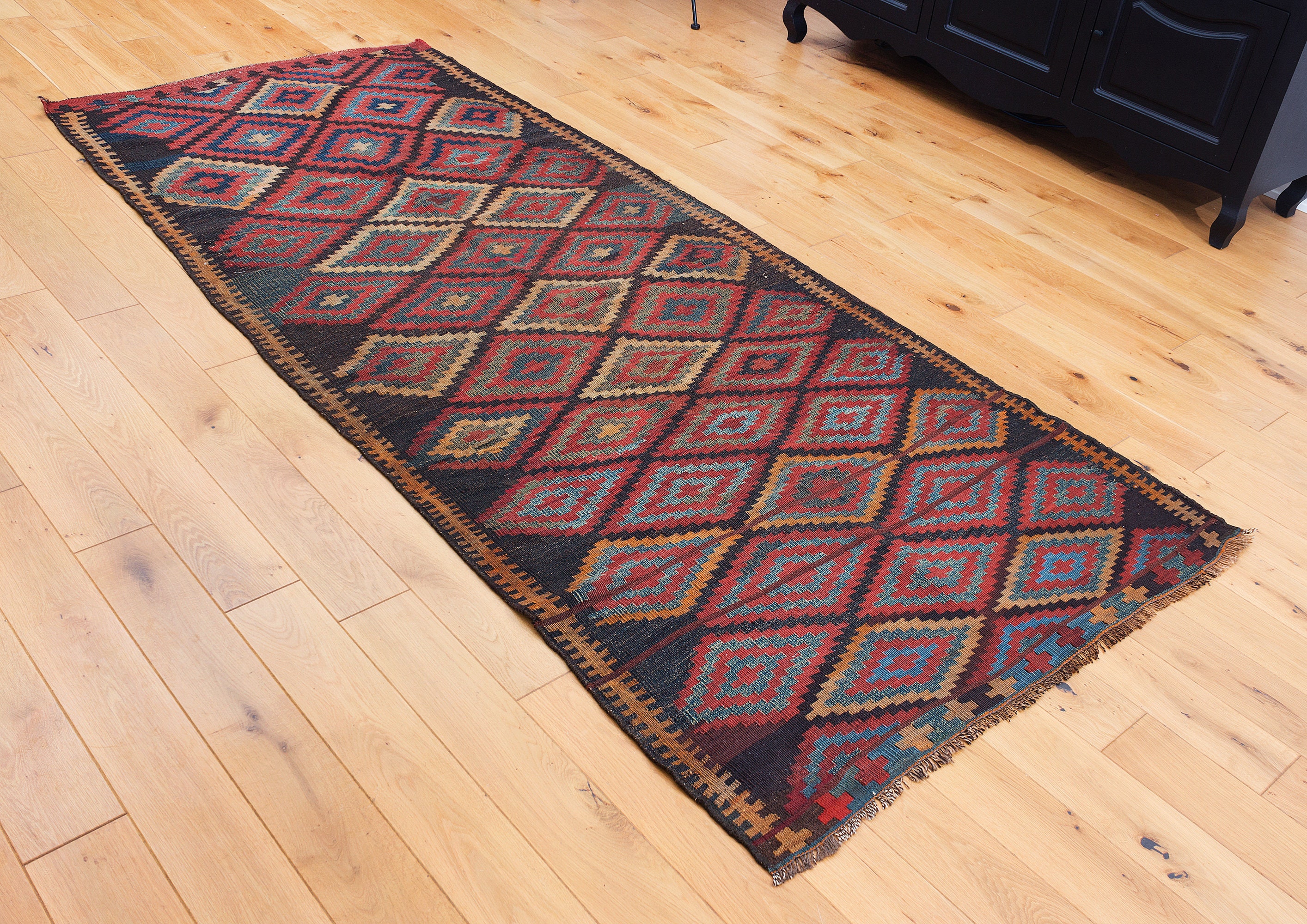 Kilim, Old Handwoven Antique 4.07' X 9.55' Decorative Wool Caucasian Fast Shipment 11782
