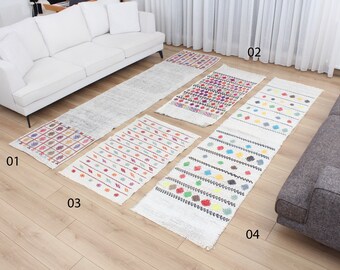 SET of 4 pcs, Decorative Kilim, Vintage Kilim, 2.23' x 9.81' Handwoven Kilim, Decorative Wool and Cotton Kilim, Fast Shipment 15672-73-74-75