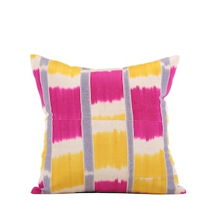 SET von 3 Stück, alter Ikat-Kissenbezug, Ikat-Kissenbezug, 50 cm x 50 cm altes usbekisches Ikat-Kissen, Dekokissen, ethnischer Ikat-Kissen, SCHNELLER Versand 09136