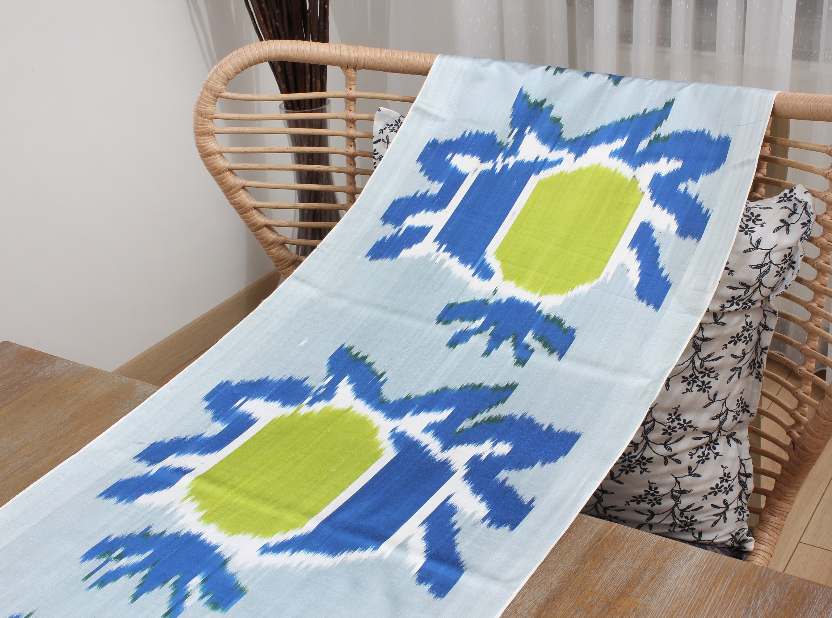 Ikat Fabric 8.37 Meters Uzbek Handmade Handwoven Silk and