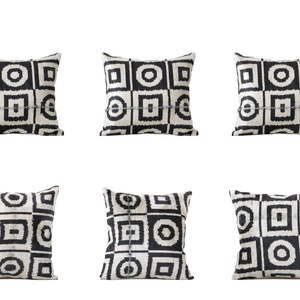 SET of 6 pcs, Velvet Ikat Pillow Cover, Velvet Pillow, 14.37&quot; x 15.94&quot; Ikat Cushion, Throw Pillow, Ethnic Ikat Pillow, FAST shipment - 08370