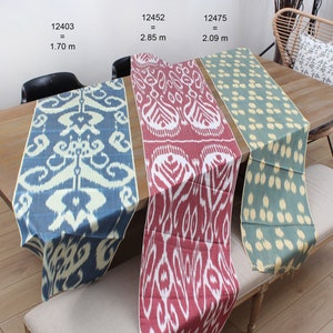 Set of 3 pcs, Ikat Fabric, Hand Dyed Ikat, 6.64 meters = 3 pcs Uzbek Ikat, Handmade Fabric, Silk and Cotton, Fast Shipment 12403-12452-12475