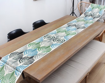 Ikat Fabric 5 meters Uzbek Handmade Handwoven Silk and Cotton Table Runner Hand Dyed Tie Dyed FAST SHIPMENT with ups or fedex - 12425