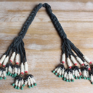 Vintage Uzbek Tassel Hair Piece 6.30" x 18.50" Head Dress Hair Ornament Ethnic Belly Dance Accessory Tassel FAST SHIPMENT with UPS - 11199 image 1