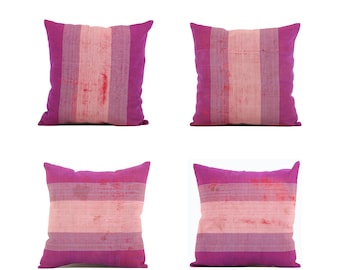 Set of 4 pcs, Old Ikat Pillow Cover, Ikat Pillow, 15.75" x 15.94" Uzbek Ikat Cushion, Throw Pillow, Ethnic Ikat Pillow, Fast Shipment 09043