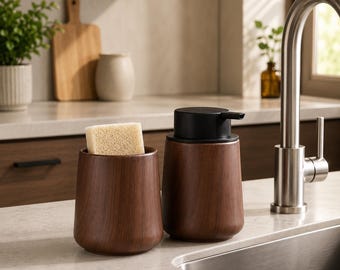 Wood Grain Soap Dispenser, Foam or Liquid Soap Pump, Rustic Bathroom Soap Dispenser, Refillable Lotion Bottle, Farmhouse Bathroom Decor