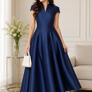 cornflower blue color dress Prom Dresses Cap Sleeve Evening FD3029 – Viniodress Color:Blue Striped Knit Maxi length V collection:rtw Side Strap Cut Out