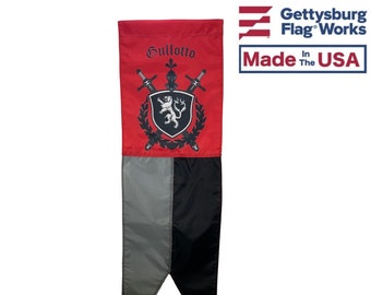 Custom Medieval Family Name Banner: Personalized Coat of Arms Wall Hanging Made in USA