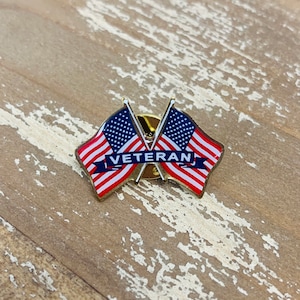 Double Waving American Flags Veteran Lapel Pin -  Proudly Made in the USA!