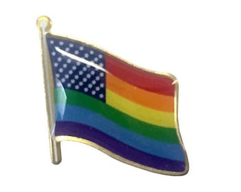 New Glory Rainbow Pride Waving Flag Lapel Pin - Made in the USA - FREE SHIPPING!!