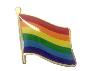 Rainbow Pride Waving Flag Lapel Pin - Made in the USA!