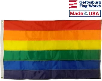 Rainbow Pride Flags in Multiple Sizes - Individually Stitched Stripes - All Weather Nylon - Made in the USA! - FREE SHIPPING!