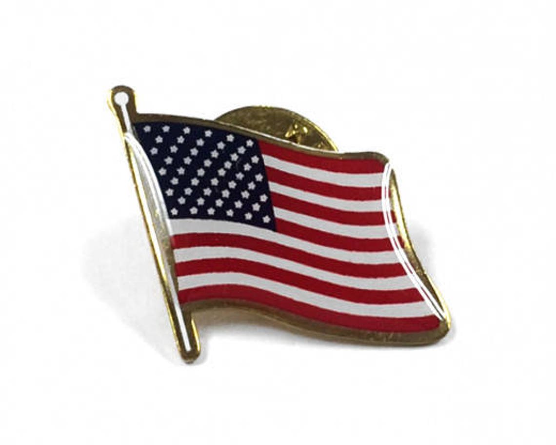 American Flag Enamel Lapel Pin Single Waving Proudly Made in Etsy