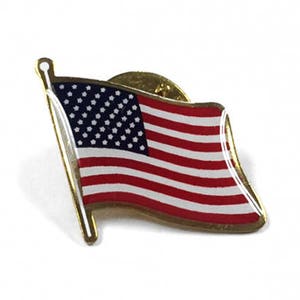 American Flag Enamel Lapel Pin Single Waving - Proudly Made in the USA